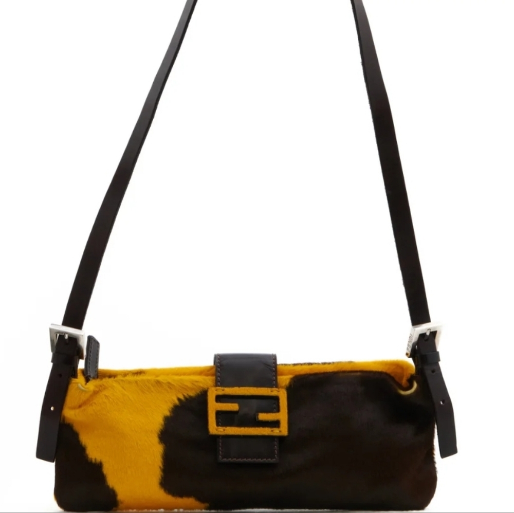 Fendi Yellow and Brown Shoulder Bag